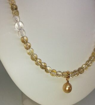 金運ハッピーちゃん ゴールドパール&ルチルネックレス